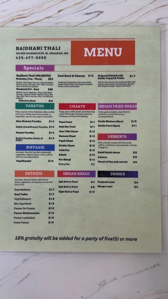 Rajdhani Thali Restaurant Menu image 2