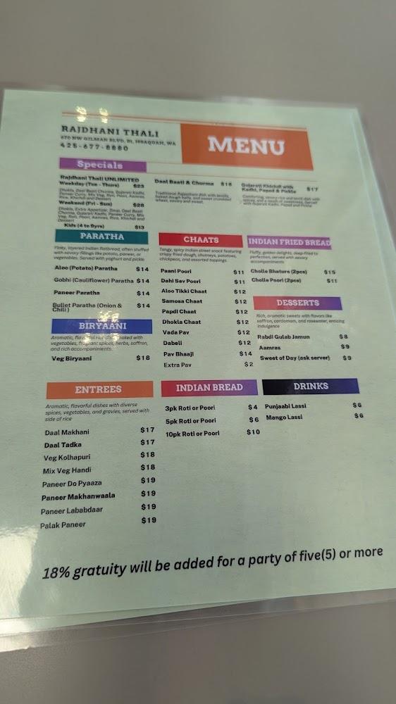 Rajdhani Thali Restaurant Menu image 3