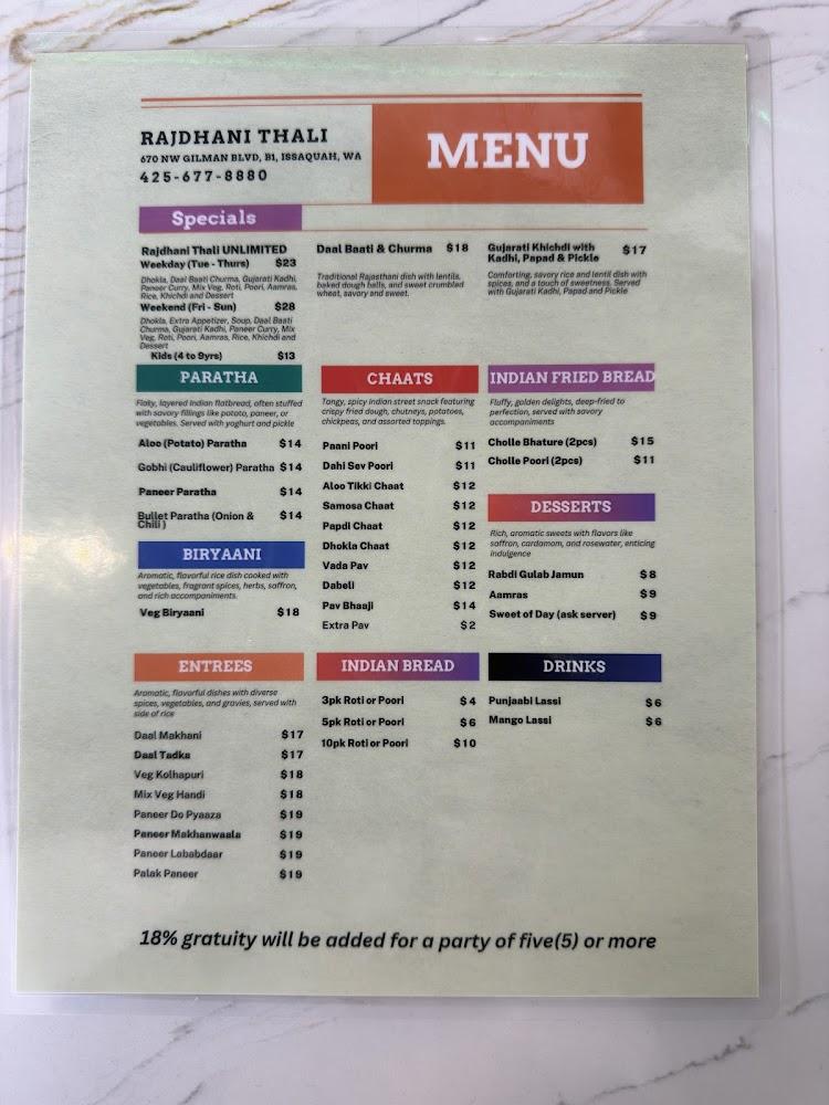 Rajdhani Thali Restaurant Menu image 4